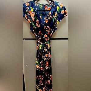 Navy Blue Floral Print Dress